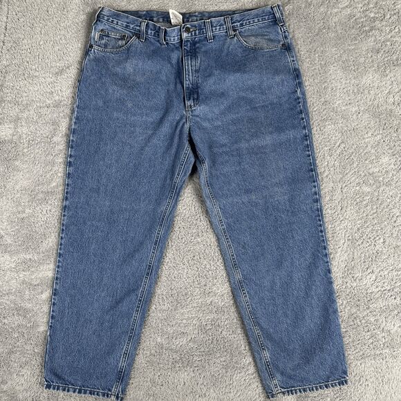 Carhartt Men's Relaxed Fit Jeans 44 30 Dark Wash Utility Work Outdoor Barn - Picture 1 of 15